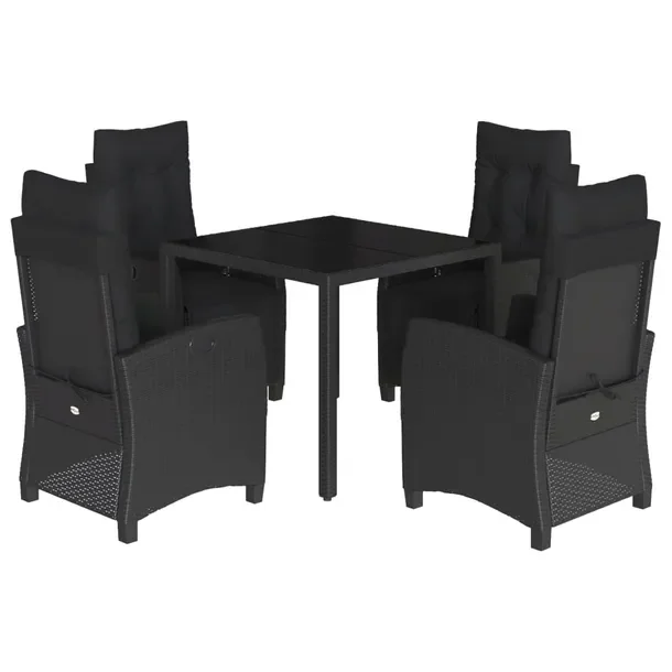 Zestaw Mebli Ogrodowych z Rattanu PE, Stół 90x90x75cm, Krzesła 57x66x93c