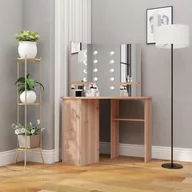 Toaletki - vidaXL Lumarko Toaletka narożna z oświetleniem LED, dąb, 111x54x141,5 cm 326533 - miniaturka - grafika 1