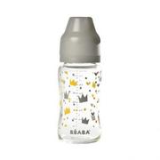 Butelki dla niemowląt - Beaba Yellow Grey Crown 240 ml szklana - miniaturka - grafika 1