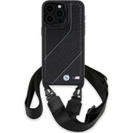 Etui i futerały do telefonów - BMW BMHCP15L23PSCCK iPhone 15 Pro 6.1" czarny/black hardcase M Edition Carbon Stripe & Strap - miniaturka - grafika 1