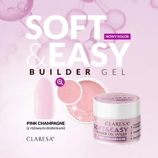 Claresa - Żel budujący SOFT&EASY builder gel pink champagne 12g - Żele do paznokci - miniaturka - grafika 9