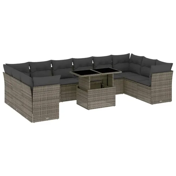 Zestaw mebli ogrodowych modułowych szary rattan PE 62 x 62 x 69 cm