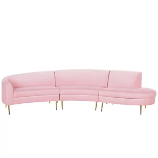 Sofa półokrągła 4-osobowa welurowa różowa MOSS - Sofy i kanapy - miniaturka - grafika 1