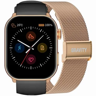 Gravity GT28-5 Pasek + Bransoleta Różowe złoto Czarny - Smartwatch - miniaturka - grafika 1