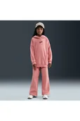 Spodnie damskie - Spodnie zszerokimi nogawkami dla dużych dzieci Nike Club Fleece - Różowy - miniaturka - grafika 1