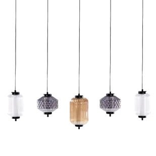 Lampa wisząca ledowa szklana 5-punktowa wielokolorowa SULLANE - Lampy sufitowe - miniaturka - grafika 1