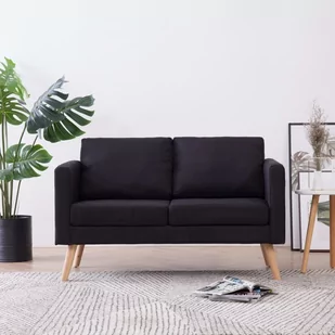vidaXL vidaXL 2-osobowa sofa tapicerowana tkaniną, czarna - Sofy i kanapy - miniaturka - grafika 1