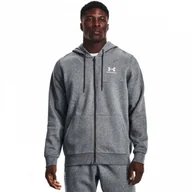 Bluzy męskie - Męska bluza dresowa rozpinana z kapturem Under Armour UA Icon Fleece FZ Hood - szara - miniaturka - grafika 1