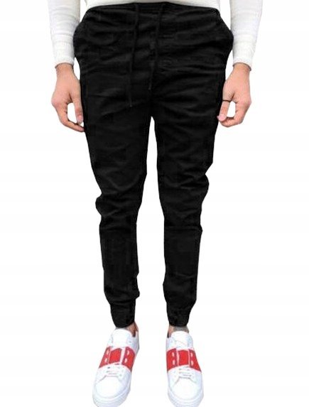 !SOLID CZARNE SPODNIE Z MANKIETEM I KIESZENIAMI Z TYŁU M I1C