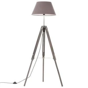 Szara lampa podłogowa z drewna tekowego - P849-Verino - Lampy stojące - miniaturka - grafika 1