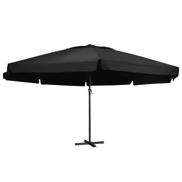 Parasol ogrodowy z mechanizmem korbowym, czarny, 500 x 300 cm, podstawa 100