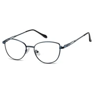 Okulary korekcyjne, oprawki, szkła - Okulary zerówki oprawki korekcyjne kocie oczy z teleskopami medium M296H granatowe - miniaturka - grafika 1