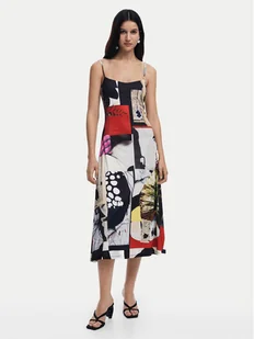 Desigual Sukienka codzienna Newspaper Coll 25SWVK40 Kolorowy Regular Fit - Sukienki - miniaturka - grafika 1