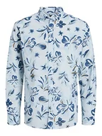 Koszule męskie - JACK & JONES Męska koszula z nadrukiem JPRBLASUMMER Linen L/S SS23, biała/AOP: slim fit, M, Biały/Aop: slim fit, M - miniaturka - grafika 1