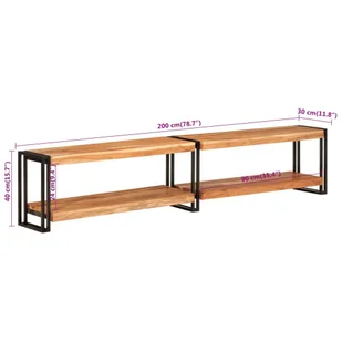 Szafka pod TV, 200x30x40 cm, lite drewno akacjowe Lumarko! - Szafki RTV - miniaturka - grafika 8
