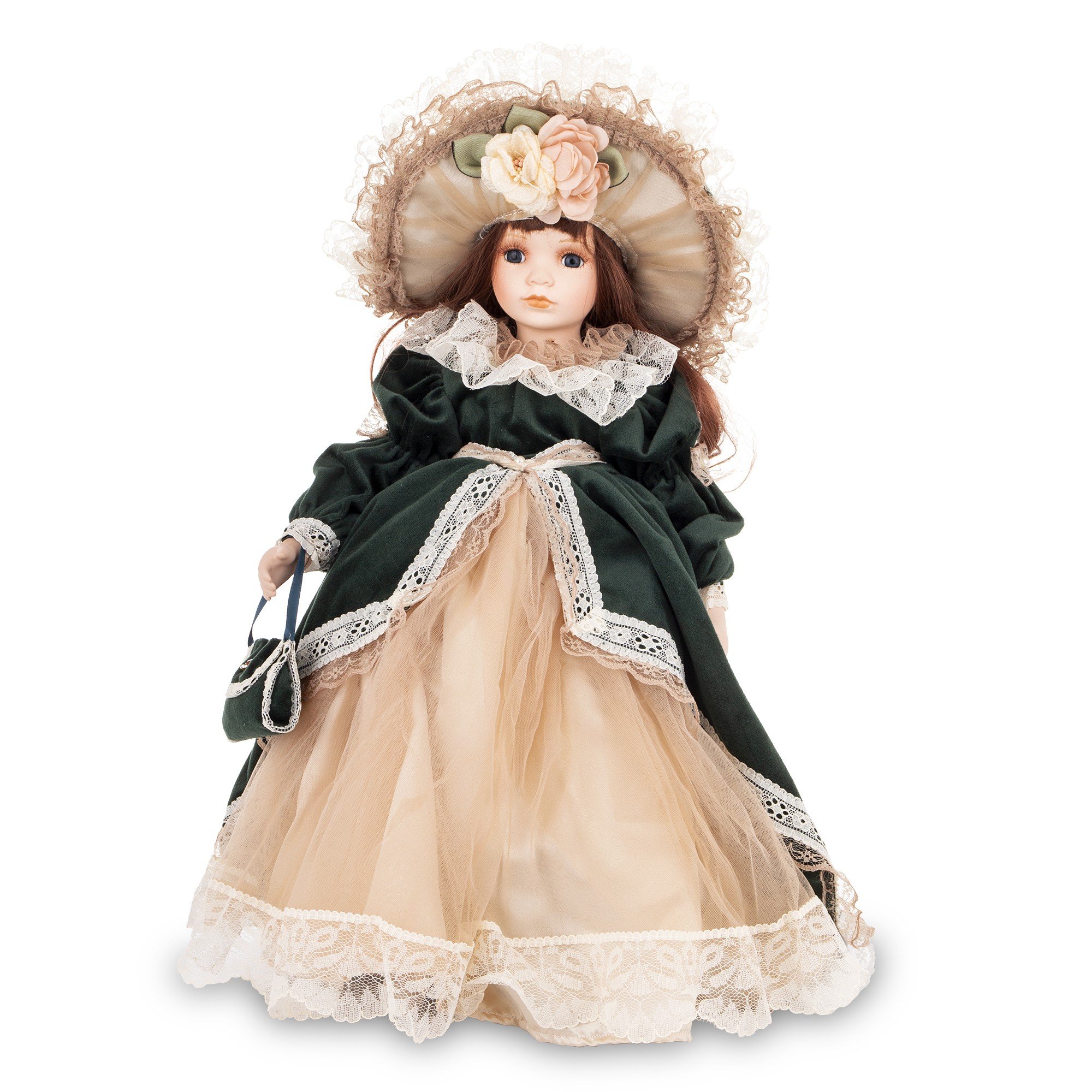 Porcelanowa kolekcjonerska dekoracyjna lalka w kapeluszu