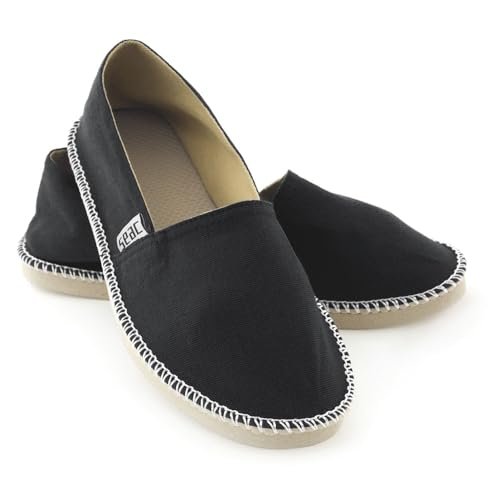 SEAC Malaga Casual Espadryle z płótna i detalami ze sznurka, antypoślizgowa podeszwa, uniseks dla dorosłych, czarne, 36 EU