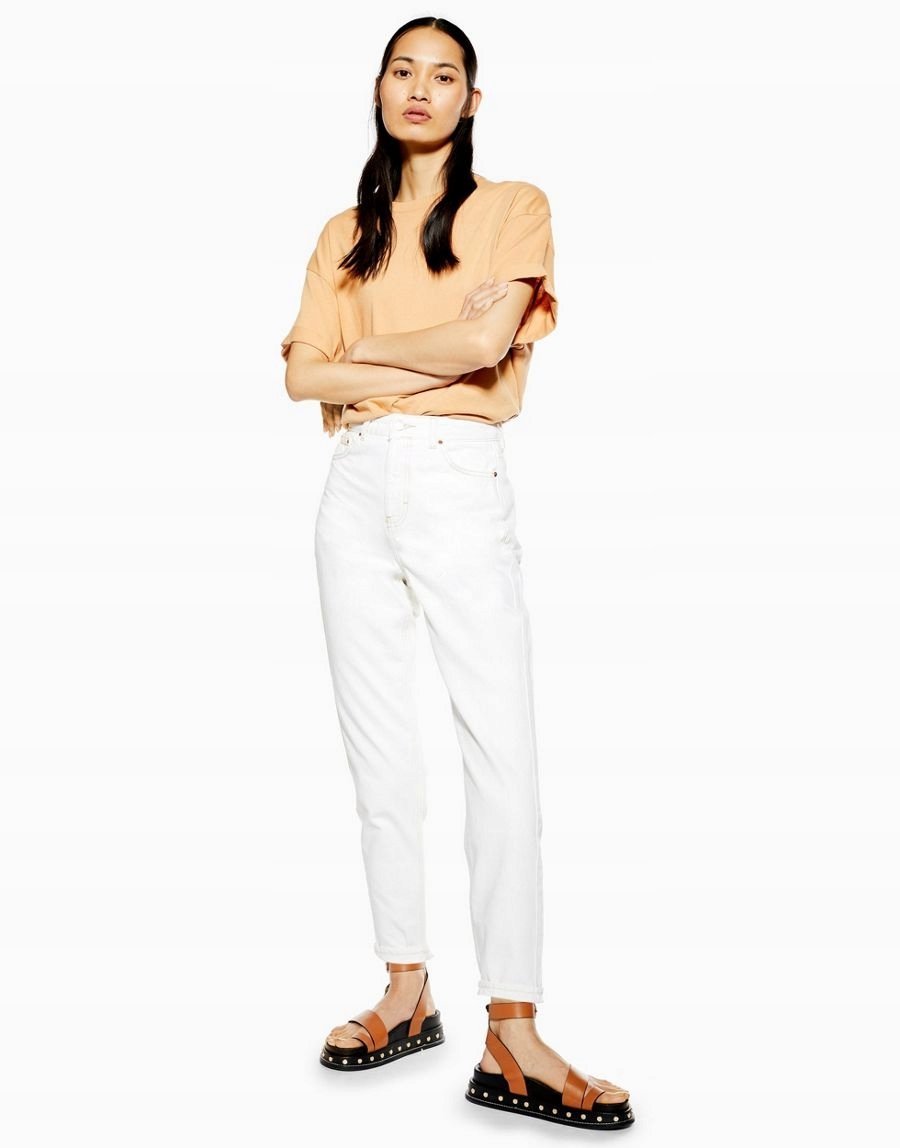 TOPSHOP JEANSY DAMSKIE ECRU KLASYCZNE 26/32 1ASD