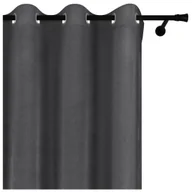 Zasłony - Voppi Zasłona welurowa ciemnoszara 140 x 250 cm grafitowa zasłona okienna na przelotkach - miniaturka - grafika 1