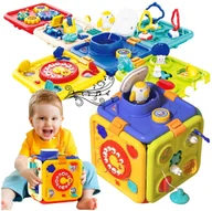 Zabawki sensoryczne - EDUKACYJNA INTERAKTYWNA KOSTKA ROZKŁADANA 6W1 SZEŚCIAN AKTYWNA ZABAWKA 18M+ - miniaturka - grafika 1