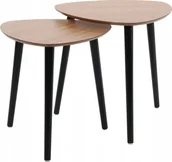 Ławy i stoliki kawowe - Home Styling Collection Zestaw stolików kawowych z trzema nogami z drewna sosnowego, 2 sztuki - miniaturka - grafika 1