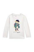 Bluzki dla niemowląt - Polo Ralph Lauren longsleeve bawełniany niemowlęcy kolor biały z nadrukiem - miniaturka - grafika 1