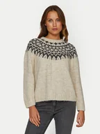 Swetry damskie - Vila Sweter Ejla 14098853 Beżowy Regular Fit - miniaturka - grafika 1