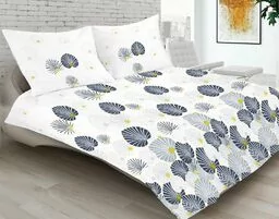 Matex Pościel satynowa 220x200 18A Premium Victorei liście biała granatowa - Pościel Matex Pościel satynowa 220x200 18A Premium Victorei liście biała granatowa - Pościel - miniaturka - grafika 1