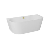 Wanny - Wanna wolnostojąca Besco Vica New 150x80 cm owalna biały połysk syfon z napełnieniem przez przelew złoty WAS-150VNZN - miniaturka - grafika 1