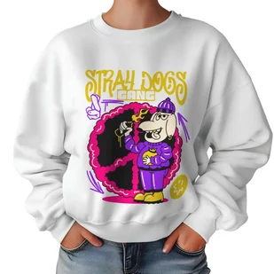 Biała Bluza Damska Dresowa STRAY DOGS GANG Kolorowe Cool Funky Wzory Rozm S - Bluzy damskie - miniaturka - grafika 1