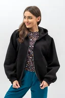 Bluzy damskie - Bluza z kapturem na zamek ,,IKBAL czarny - miniaturka - grafika 1