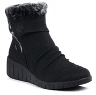 Botki damskie - Botki damskie Rieker Y1361 zimowe czarne ocieplane-36 - miniaturka - grafika 1