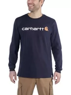 Koszulki sportowe męskie - Koszulka męska z długim rękawem Carhartt Relaxed Fit Heavyweight Long-Sleeve Logo Graphic Navy - miniaturka - grafika 1