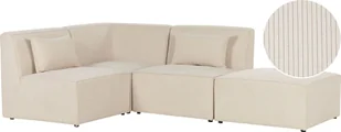 BELIANI Sofa narożnik prawostronny modułowa beżowa sztruksowa z otomaną 3-osobowa nowoczesna kanapa z poduszką - Narożniki - miniaturka - grafika 1