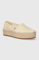 Espadryle damskie - Toms espadryle Valencia kolor beżowy na platformie 10020691 - miniaturka - grafika 1