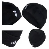 Czapki damskie - Czapka adidas Juventus Turyn Czarna Unisex Logo Klubu Wywijana Ciepła - miniaturka - grafika 1