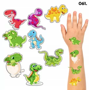 TATUAŻE ZMYWALNE DLA DZIECI TYMCZASOWE DINO DINOZAURY - 8 EL. / 150 WZORÓW - Zabawki kreatywne - miniaturka - grafika 1