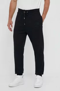 Spodnie męskie - Gant spodnie dresowe bawełniane kolor czarny gładkie - grafika 1