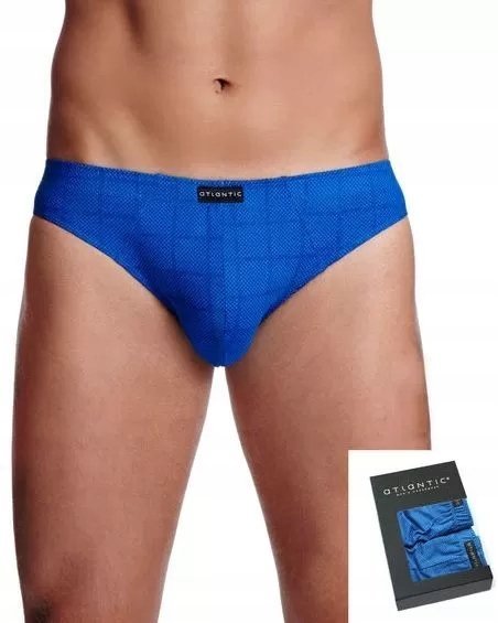 SLIPY ATLANTIC MĘSKIE MAJTKI MP1352 SPORT NIEBIESKIE W KRATKĘ 2PAK XXL