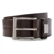 Paski - BOSS Męski pasek Connio z włoskiej skóry z metalowym logo, -202 Dark Brown, 105 - miniaturka - grafika 1