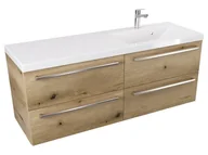 Szafki łazienkowe - Szafka Wisząca Z Umywalką ATHD 120 cm S Prawa - Dąb Evoke Coast Mat - Uchwyty Stal Szczotkowana - miniaturka - grafika 1