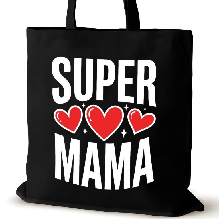 Torba bawełniana dla MAMY czarna na ramię śmieszna walentynki pracy