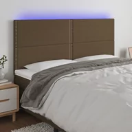 Inne meble do sypialni - Lumarko Zagłówek do łóżka z LED ciemnobrązowy 180x5x118/128 cm tkanina - miniaturka - grafika 1