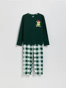 Skarpetki dla dzieci - Reserved - Świąteczna piżama Grinch - ciemnozielony - miniaturka - grafika 1