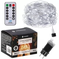 Oświetlenie świąteczne - Lampki choinkowe z pilotem 300 led druciki na prąd biały zimny CL0313 - miniaturka - grafika 1