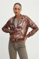 Kurtki damskie - Guess kurtka bomber ANTONIA damski kolor brązowy przejściowa oversize W4YL12 WGAH0 - miniaturka - grafika 1