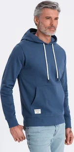 Ombre Bluza męska dresowa kangurka z kapturem - granatowa V4 OM-SSBN-0177 S - Bluzy męskie - miniaturka - grafika 1