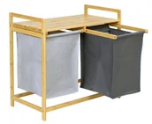 Kosze na bieliznę - Szary podwójny bambusowy kosz na pranie P7-P62 - miniaturka - grafika 1