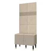 Meble do przedpokoju - Garderoba szafa szafka na buty z panelami tapicerowanym i wieszakami PALERMO 4 czarny kaszmir - miniaturka - grafika 1