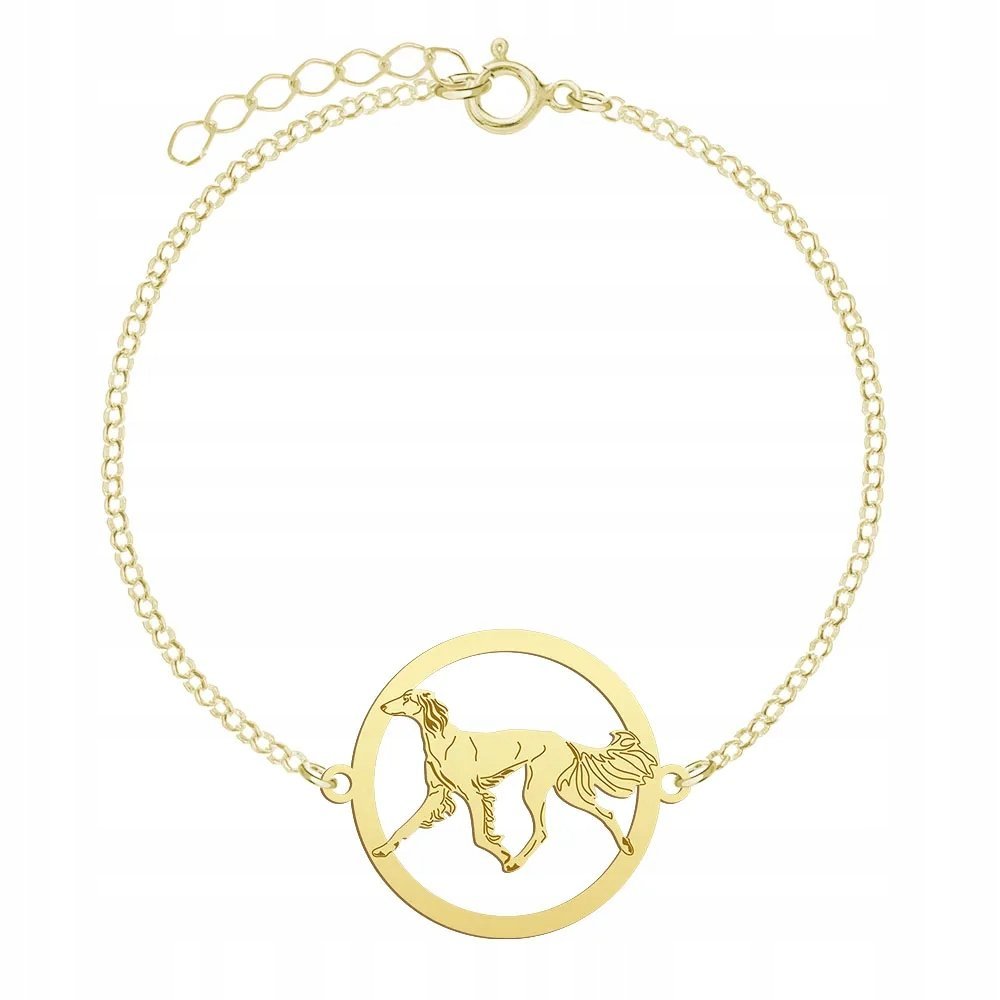 Bransoletka Złota Chart Perski - Saluki 925 Prezent Kobieta GRAWER GRATIS